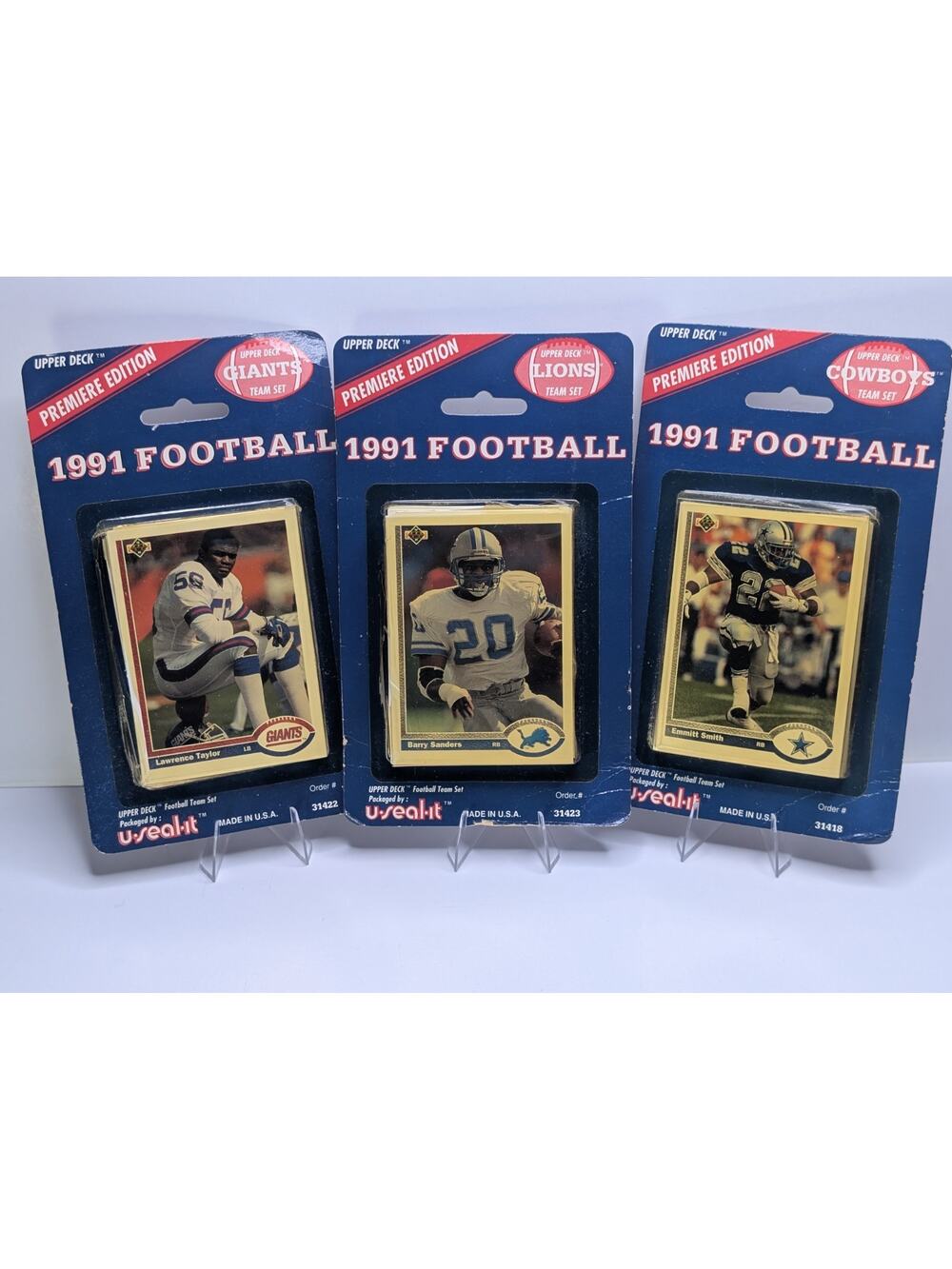 1991 Upper Deck NFL Team Set Lot Lions Cowboys Giants Barry Sanders Emmitt